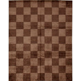 Wool Checkered Area Rug in Dark Brown