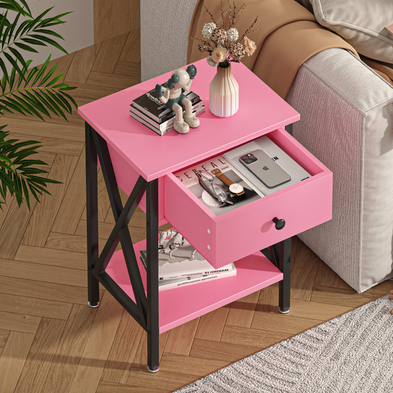 Demmer End Table with Storage, Pink
