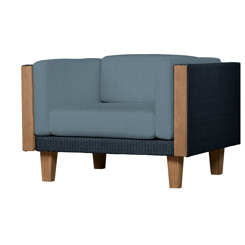 Catalina Outdoor Teak Lounge Chair, Bamboo Bay Sky, Ebony