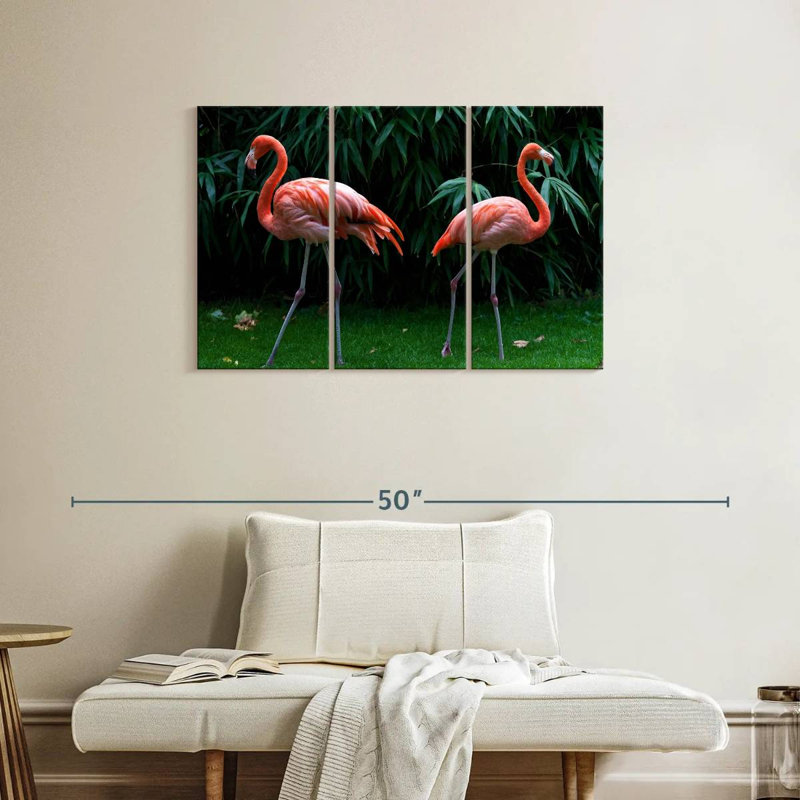 Brampt, deux flamants roses, H 24 po x l 38 po