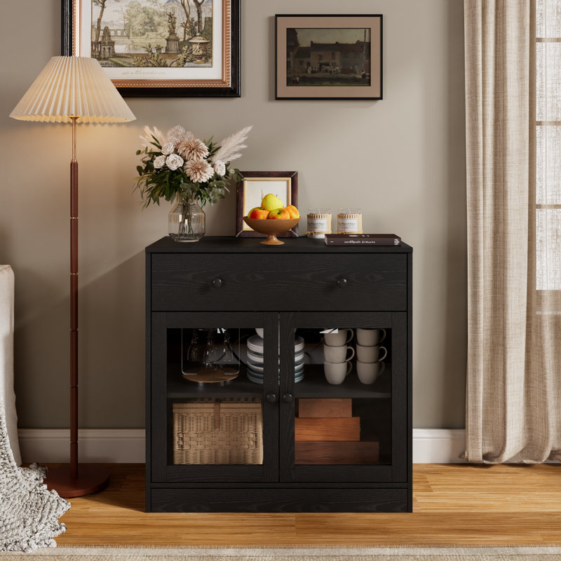 32" Tall 2 - Door Accent Cabinet, Black