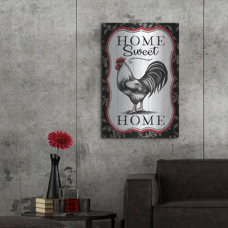  «Home Sweet Home Rooster» par Elizabeth Tyndall, art mural en métal, 24 po x 36 po, H 36 po x l 24 po
