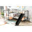 Lit simple superposé en forme de L, noir, avec glissade et fonctionnel pour une utilisation familiale, structure en métal solide, lit peu encombrant noir, 4 lits en un, structure,