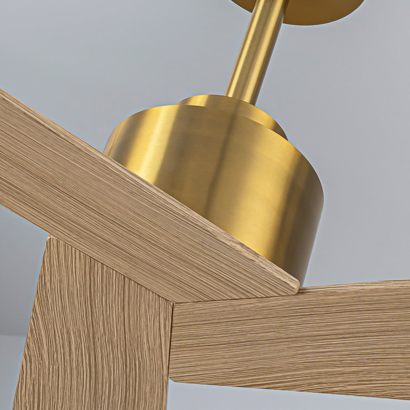 52 Inch 3-Blade Gold Ceiling Fan, No Light, 6-Speed with Wood Grain Blades