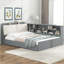 Lit plateforme en bois avec tête de lit, tablettes et 2 tiroirs-681519871
