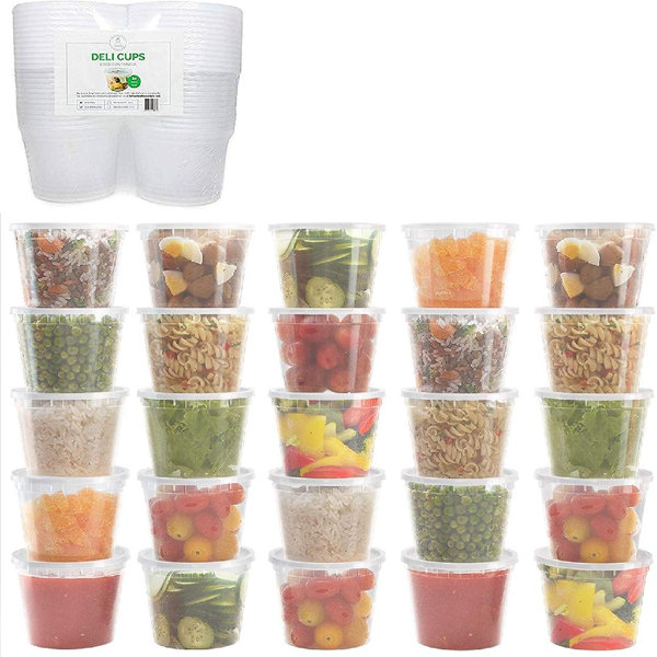 32 oz. Plastic Deli Food Storage Containers with Airtight Lids 24 Sets