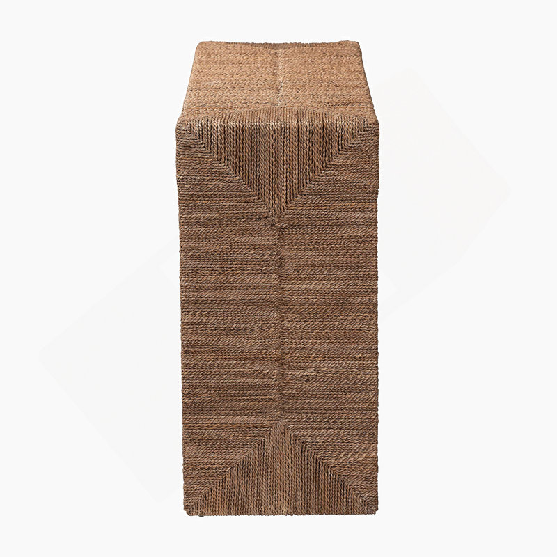 Console bohémienne en bois d'acacia et en bois d'acacia avec tablette ouverte, pour un rangement et une présentation élégants.