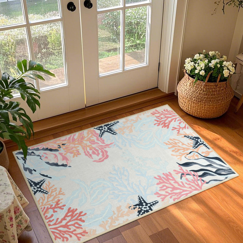 Fillender Modern Oceanl Area Rug Washable Rug Non-Slip Colorful Vintage Accent Floor Carpet For Living Room Bedrooms Decor