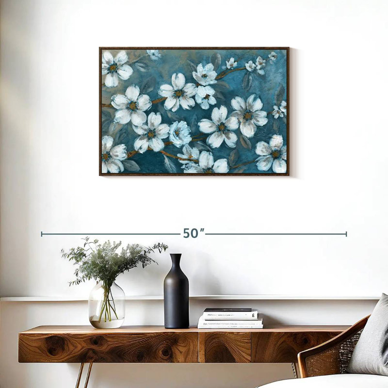 Fleurs du soir, Cadre flottant noyer, 31 po x 21 po