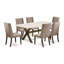 Ensemble de salle à manger 7 pièces composé d'une table de salle à manger rectangulaire avec pieds en X et 6 chaises Parson rembourrées en tissu kaki foncé-1219264330-1219264375