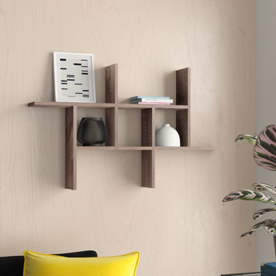 Suffield 4-Shelve Manufactured Wood Asymmetrical Tiered Shelf