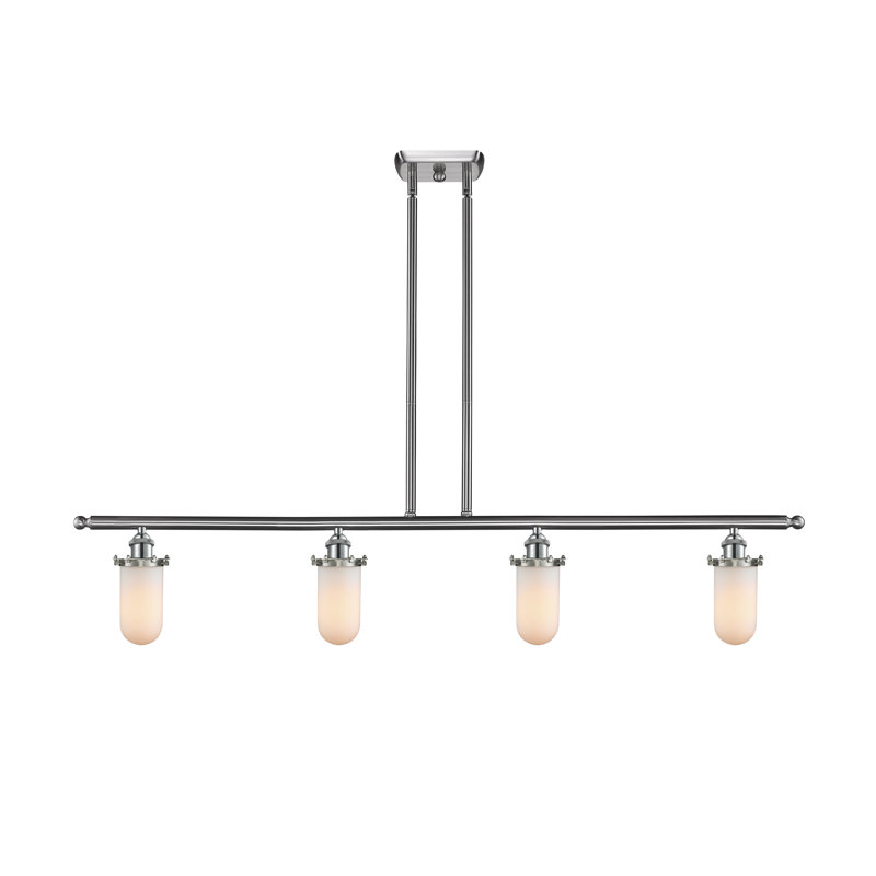 Luminaire suspendu linéaire à 4 lumières pour îlot de cuisine Calixta, Ampoule DEL 6 watts Vinage, Boîtier blanc mat
