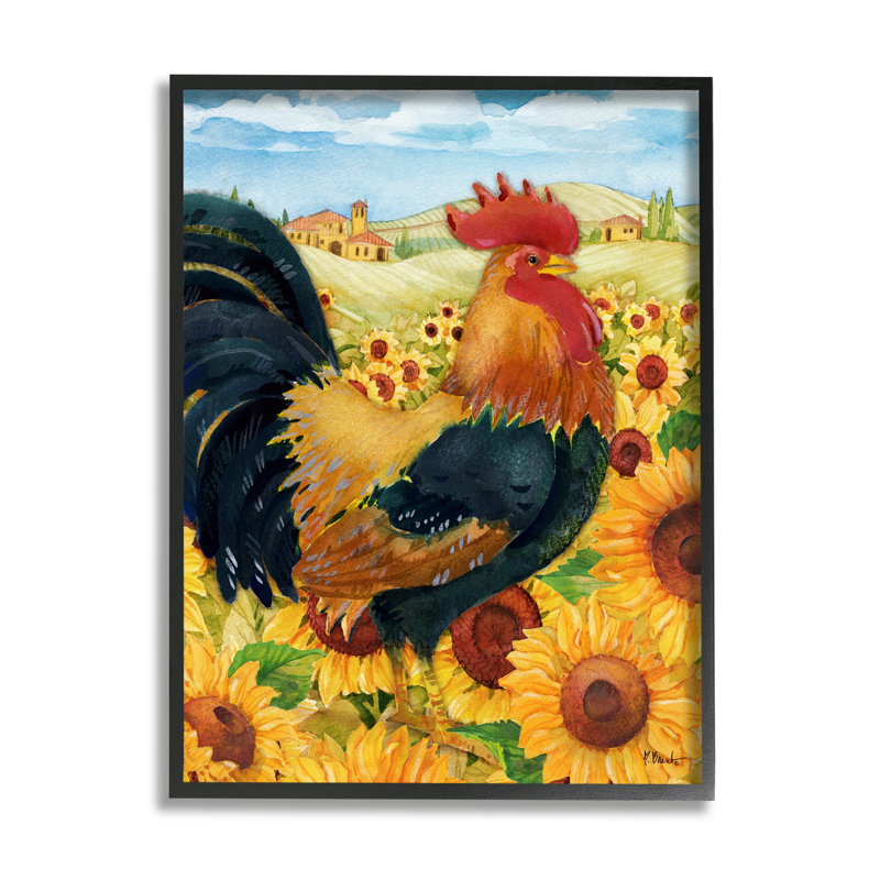 Stupell Industries, coq dans un champ de tournesols, estampe numérique de Paul Brent, H 20 po x l 16 po x P 1,5 po