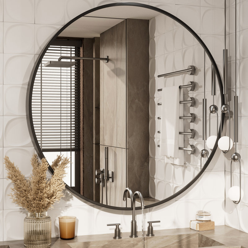 Miroir de salle de bain Molly Easy, 40 po x 40 po, Noir