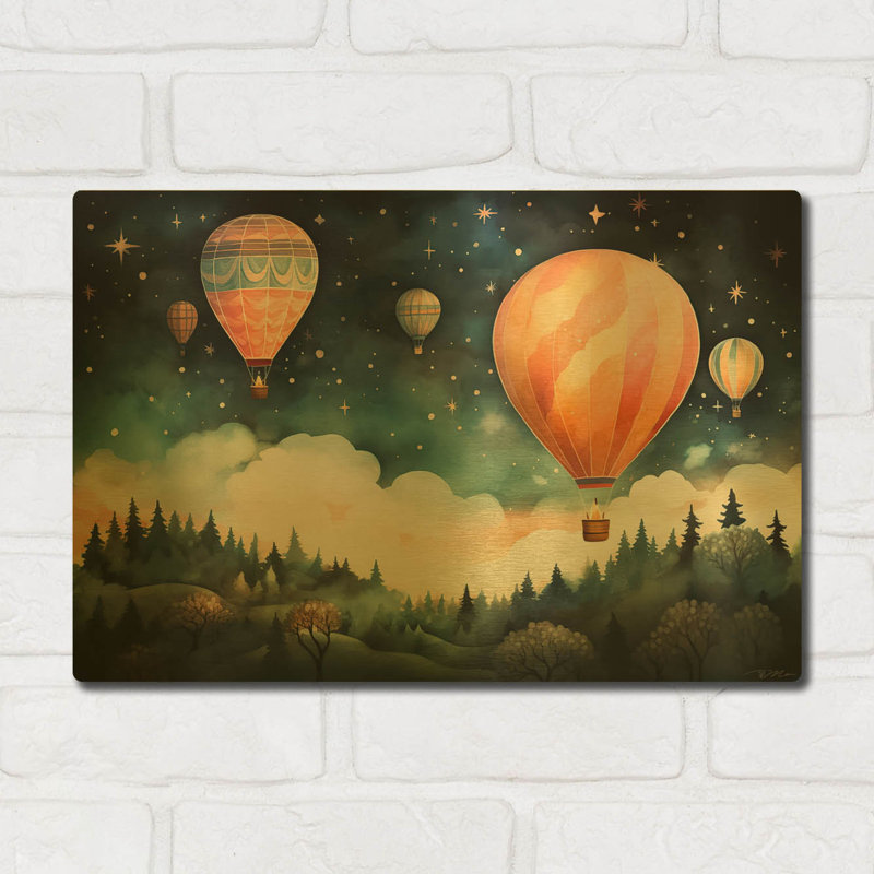 Tableau mural en métal doré « Ballons volants » de Momart, 40,6 cm x 30,5 cm, 16"x12"
