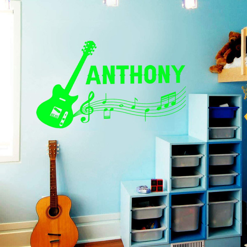 Adhésif décoratif guitare personnalisée, H 13 po x l 22 po, Vert lime