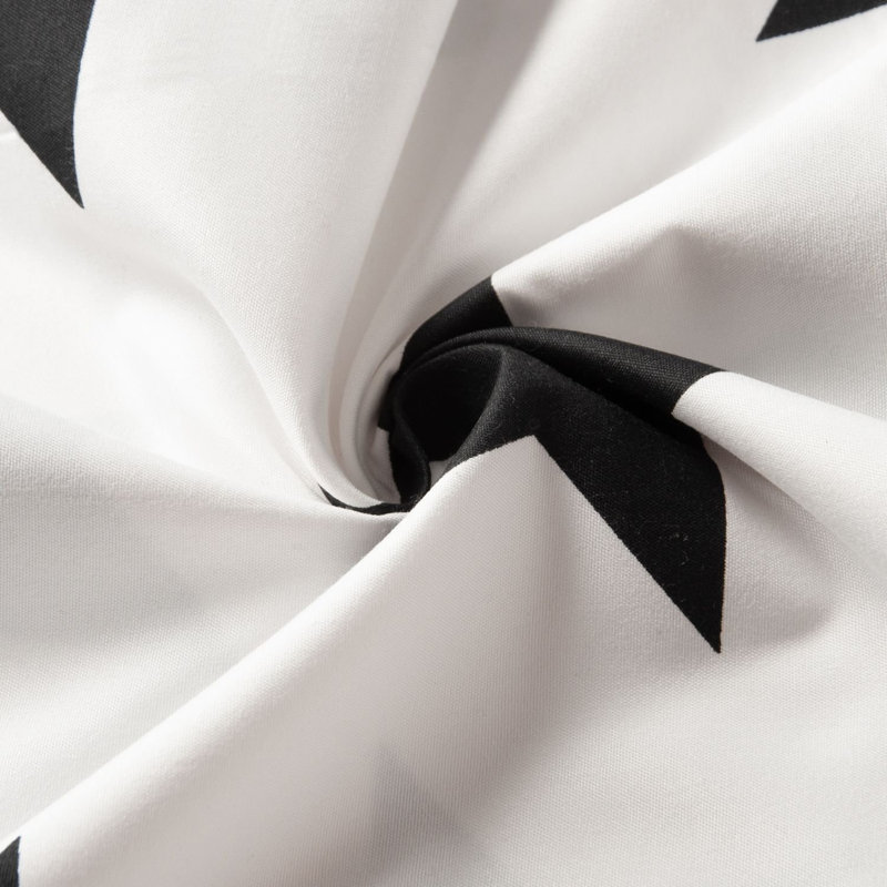 Taies d'oreiller à fermeture en microfibre, Noir / blanc - motif étoilé