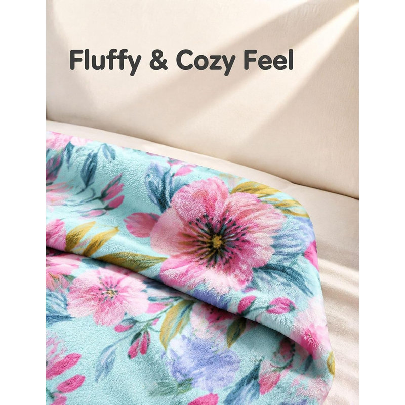 Couverture polaire légère à motif floral multicolore discret, 50 po x 60 po, 60" L x 50" W