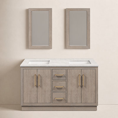 Kamila 60" Carrara Marble Double Bathroom Vanity