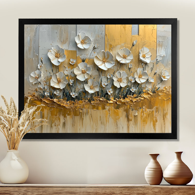 Désert, fleur d'orchidée - Art mural, Cadre simple, Noir, H 12 po x l 20 po