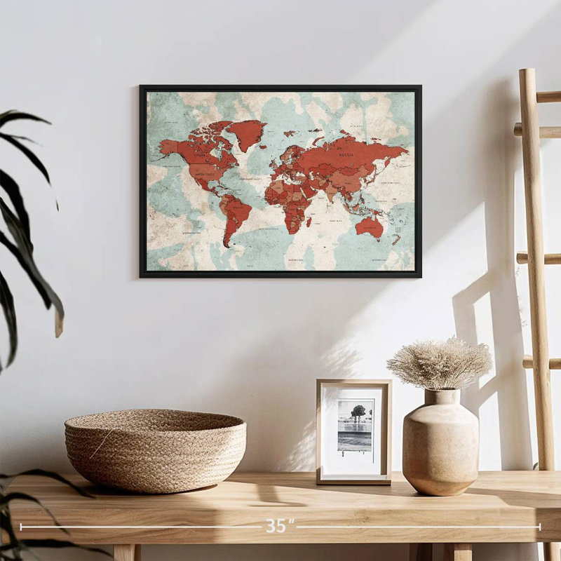 Keiri Aged World Map XII, 13" H x 19" W