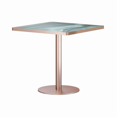 31.5"Square Modern Tulip Dining Table, Sintered Stone Tabletop with Luxury Faux Marble Print, Stainless Steel Bracket Base, Scratch & Wear Resistant, Waterproof Surface, Ideal for Indoor & Outdoor Use