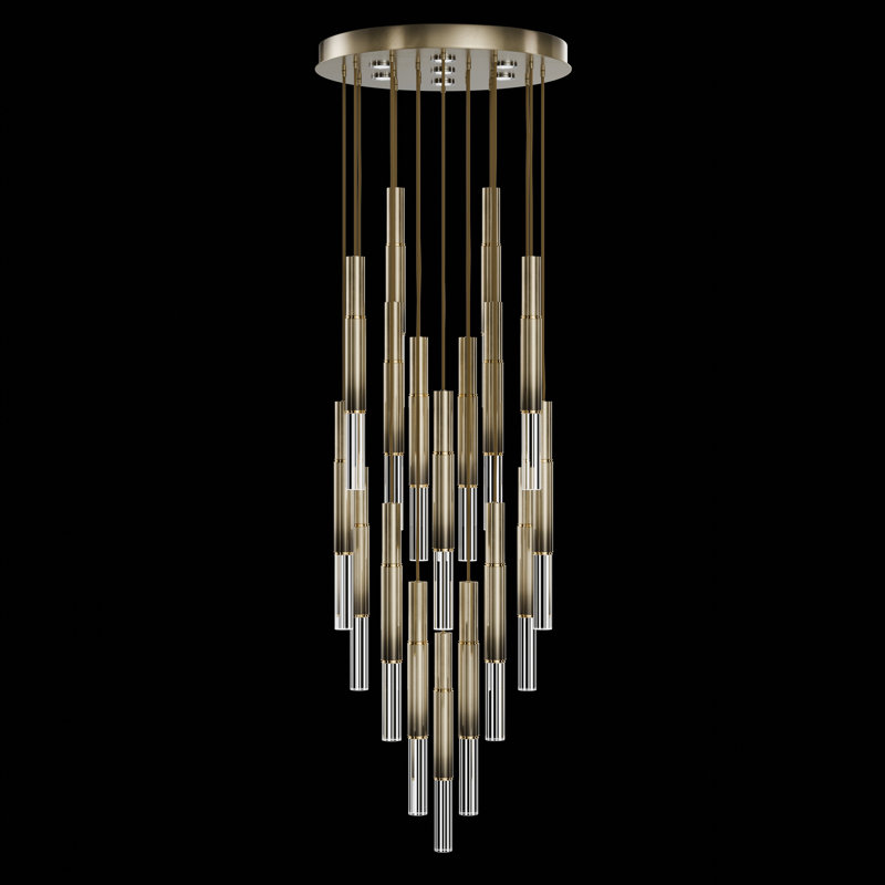 Luminaire suspendu rond l 31 po Antonia, Bronze ombré doux / laiton