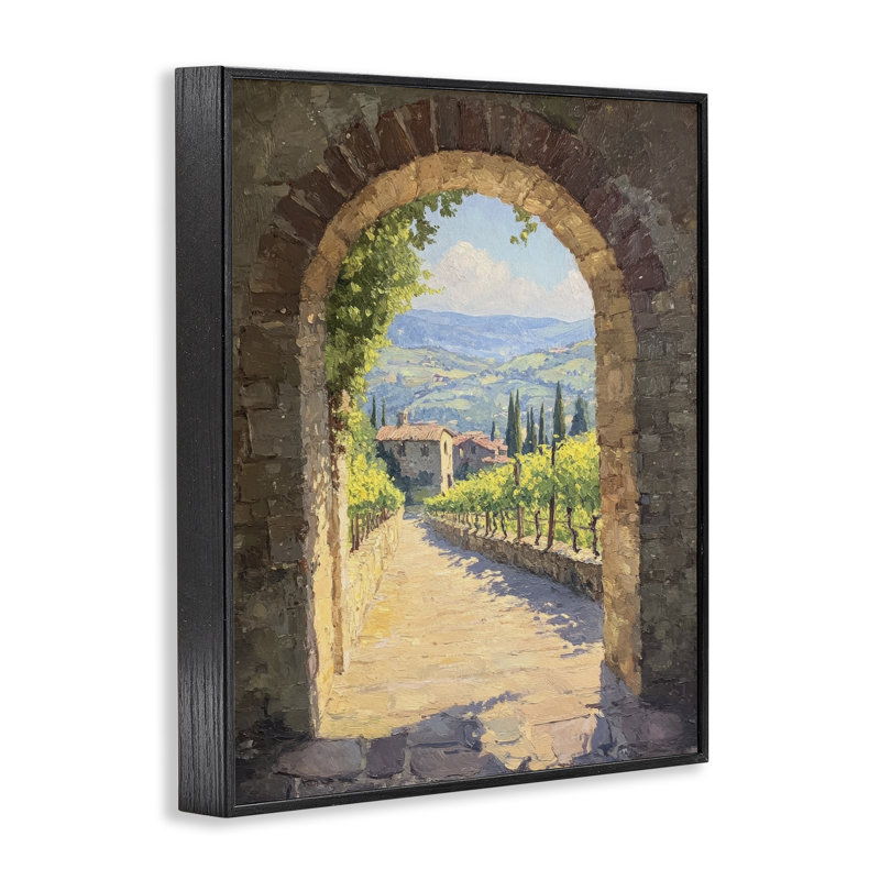 Giclée encadrée Tranquil Garden Arch, design par Petal Prints Design, H 20 po x l 16 po, Giclée encadrée noir minuit