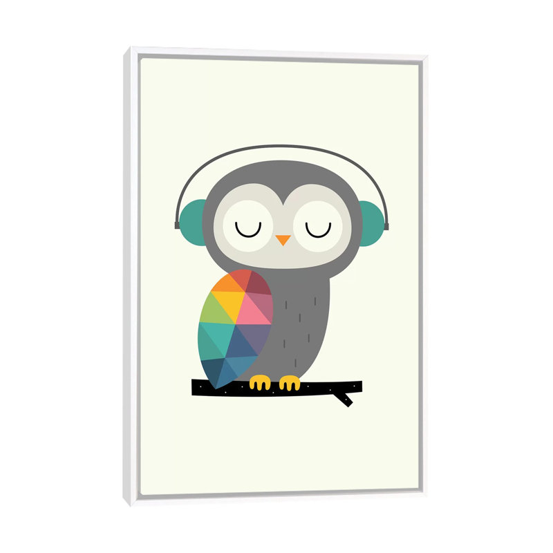 «Owl Time» par Andy Westface - impression d'art graphique, Toile blanche encadrée, Pas de tapis, H 60 po x l 40po x P 1,5 po
