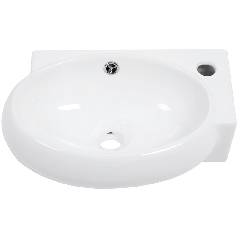 Lavabo de salle de bain mural en céramique blanche, 16 po x 11 po, à faible absorption d'eau, résistant aux acides, l 16,5 po x l 11 po, fixé aux taches et au ternissement