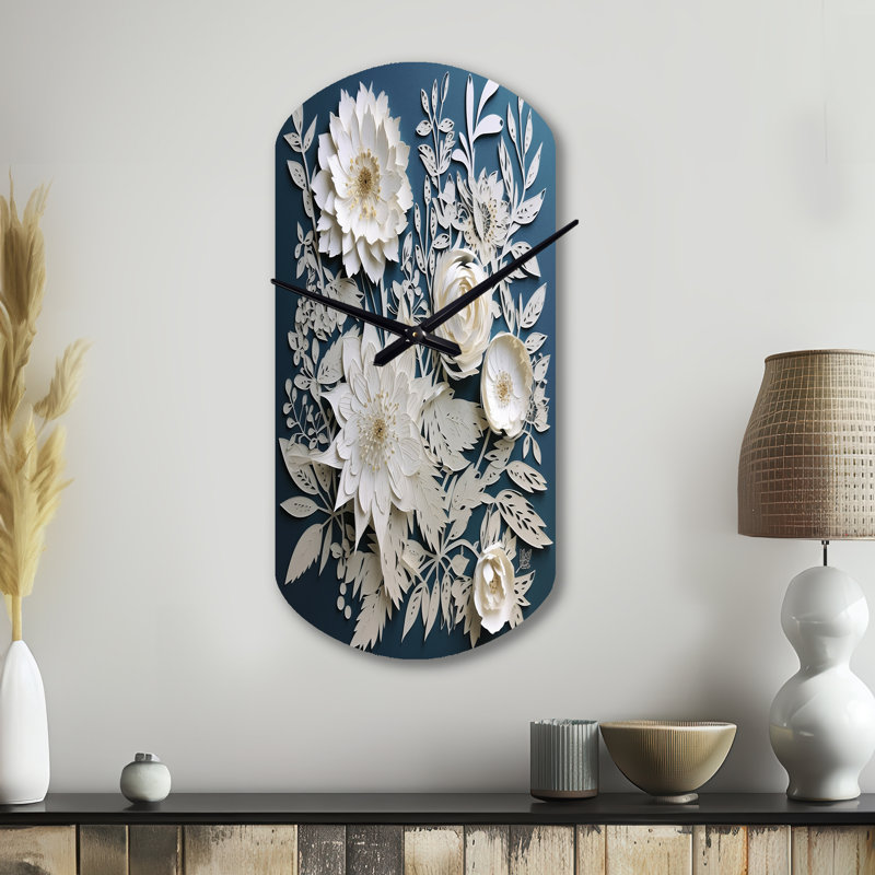 Horloge murale décorative blanche et bleue, Petit