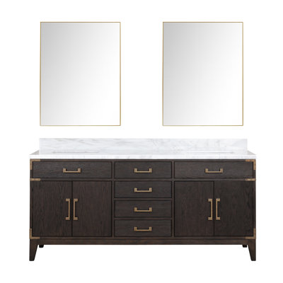 Meuble-lavabo double l 72 po x P 22 po avec miroirs Laurel
