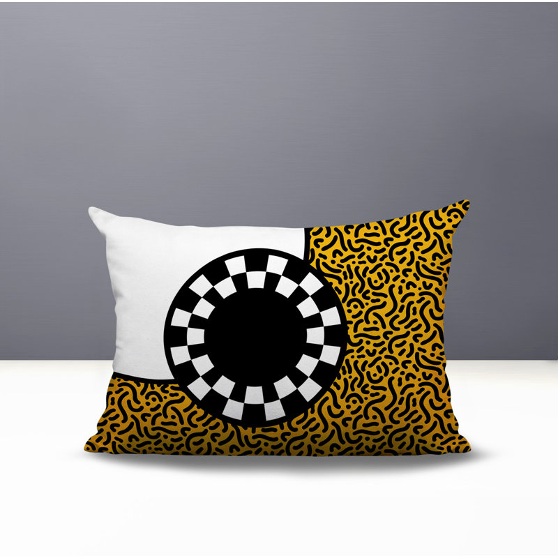 Coussin lombaire réversible Vibra Abstract, Rectangle H 14 po x l 20 po, Yellow