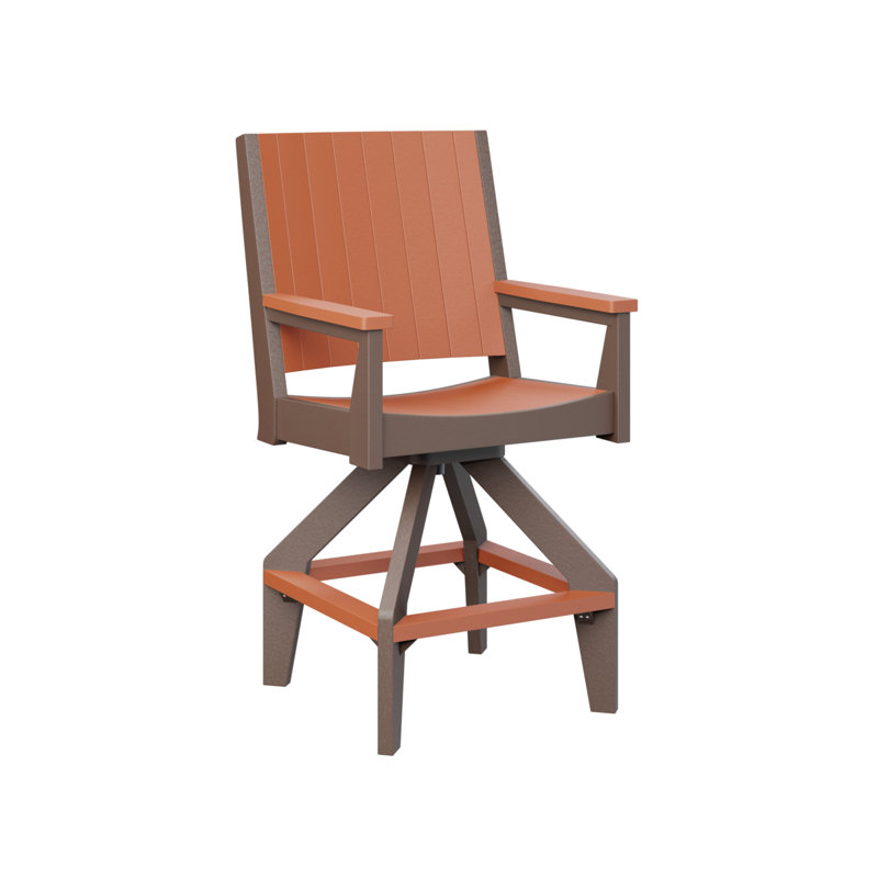 Chaise de bar pivotante Berlin, Chocolate Brown, Mango Orange