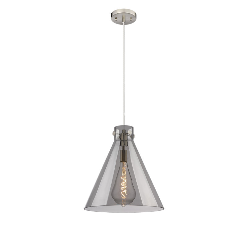 Newton Satin Nickel and Plated Smoke Glass Pendant