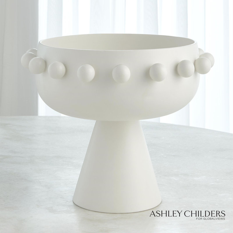 Spheres Collection Footed Bowl-Ivory, Ivory