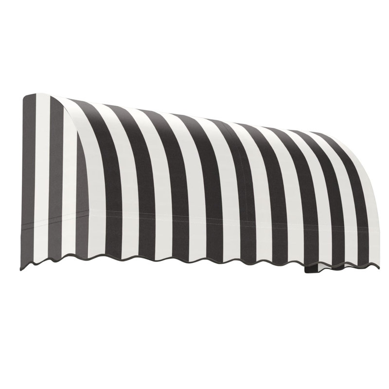 Auvent fixe en tissu acrylique Awann Savannah, Rayures noires et blanches, H 31 po x l 100,5 po x P 24 po