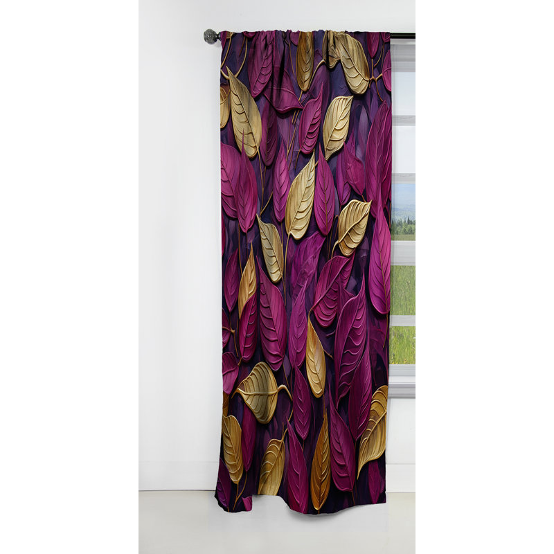 Gaddy - Rideau à feuilles - Rideau occultant à motif floral - 1 panneau, L 52 po x L 108 po
