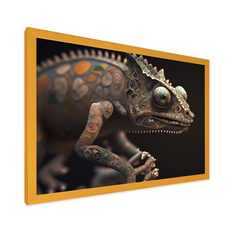 Gros plan sur un caméléon coloré, impression sur toile Zavier, H 12 po x l 20 po x P 1 po