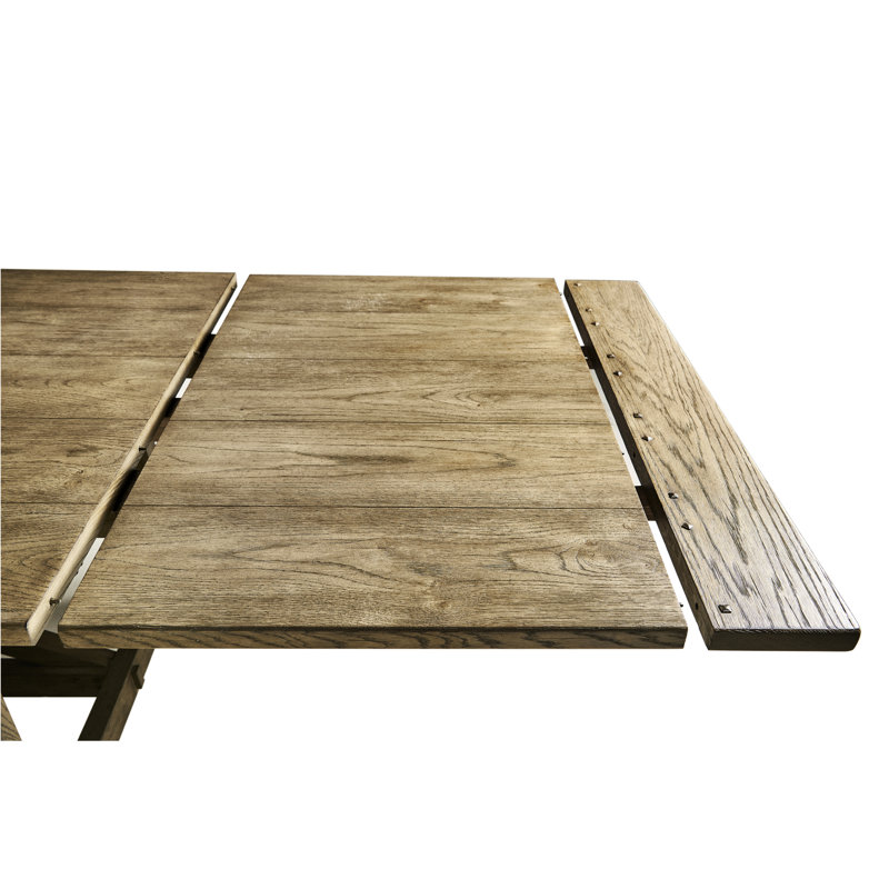 Sidereal Extendable Oak Solid Wood Dining Table, Stripped Brown Chestnut