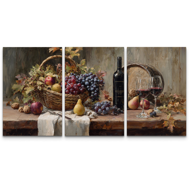 Rustic Vineyard Harvest Still Life, H 36 po x l 72 po, Toile tendue