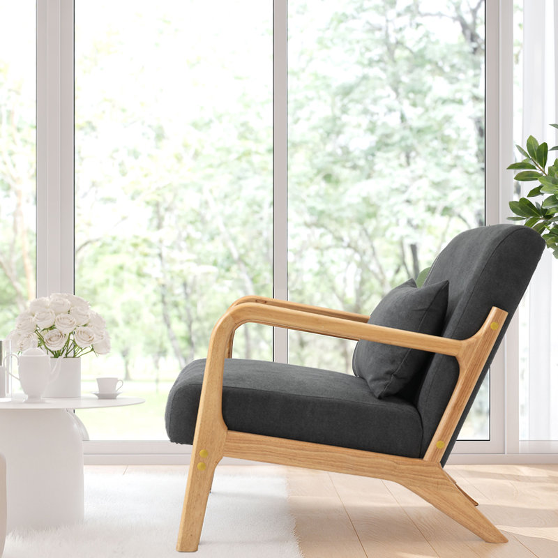 Chaise rembourrée en velours, Gris, Bois