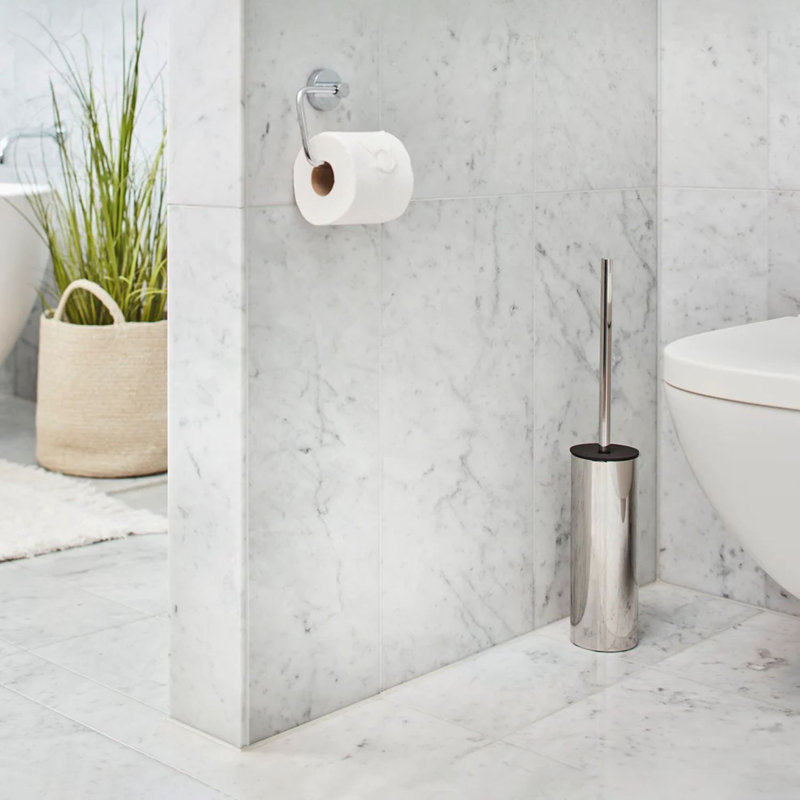 Toilet brush with plastic insert & replaceable brush, Polished Chrome