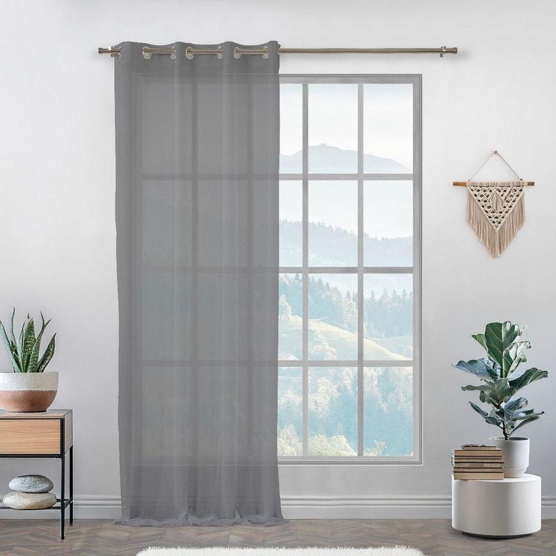 Panneau simple extra long et extra large en faux crépon Chifon, Gris, 100" W x 276" L