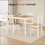 Ensemble de table de salle à manger 5 pièces en bois d'hévéa avec 4 chaises, ensemble de table et de chaises compactes blanc naturel pour petits espaces, appartement, salle à manger, restaurant - surface en bois massif lisse et facile à nettoyer-788082076