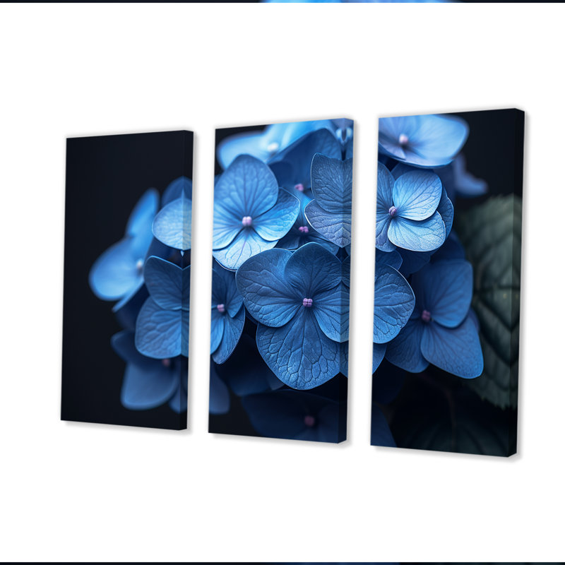 Nirvana bleu, bleu, hortensia, Toile tendue, H 40 po x l 60 po x P 1 po