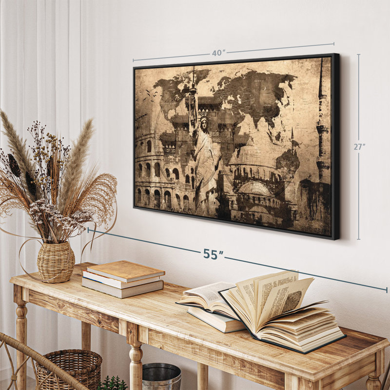 «Repères carte du monde sur toile», H 27 po x l 40 po