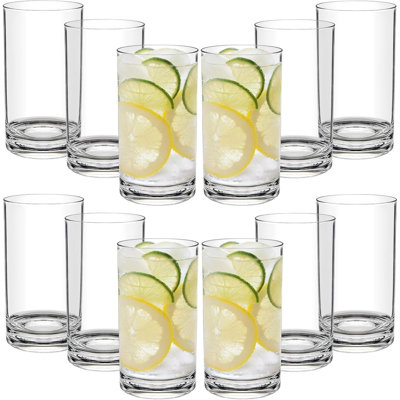 Ensemble de 12 gobelets en plastique de 17 oz, verres à boire en plastique transparent, verres réutilisables en plastique, verres à gin en verre pour la piscine, lavable au lave-vaisselle, incassable, sans BPA