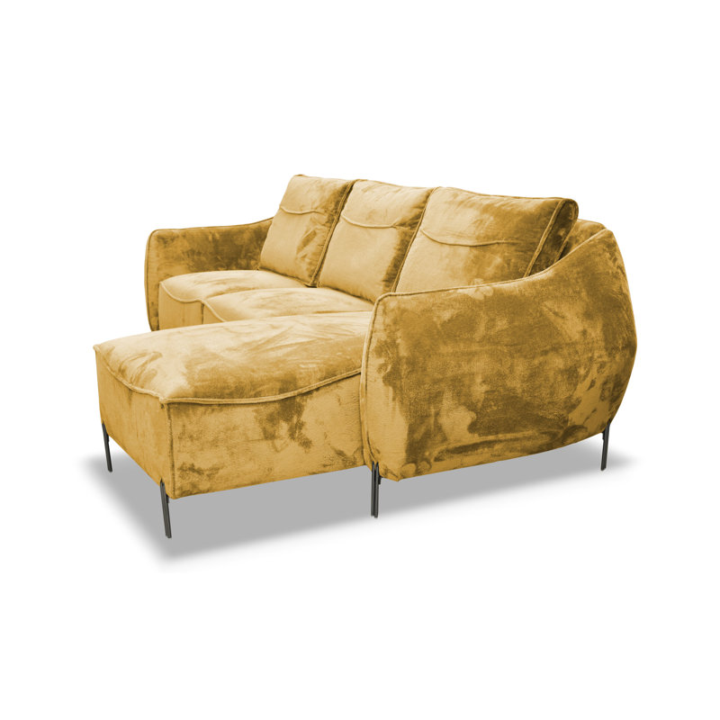 Adly 3 Seater Fabric Sofa & Chaise, Right Hand Facing, Gold