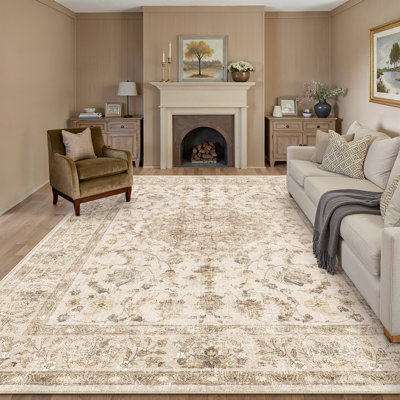 Vicky Oriental Washable Area Rug With Non-Slip Backing